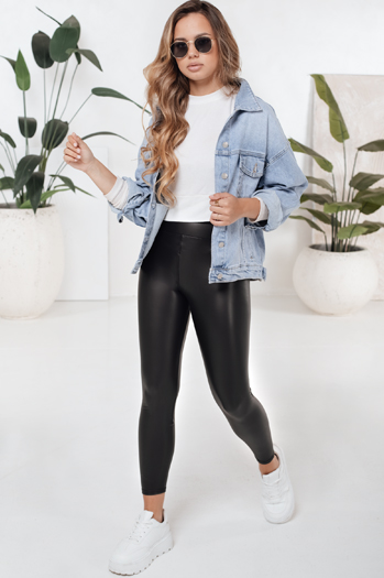 Damen Öko-Leder-Leggings schwarz Dstreet UY2728