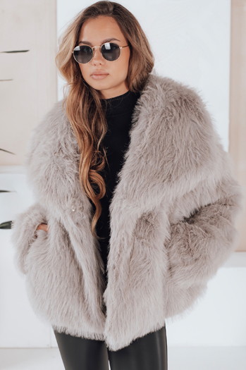Kurzer grauer Damen-Pelzmantel ZARAFIA Dstreet TY5116