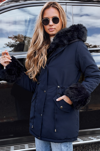 Damen Winter Parka Jacke mit Fell CHARMFUR schwarz Dstreet TY4771