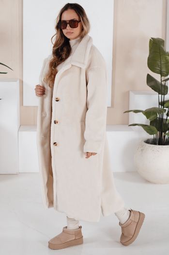 Damen Wintermantel Teddyfell lang Creme Dstreet NY0750