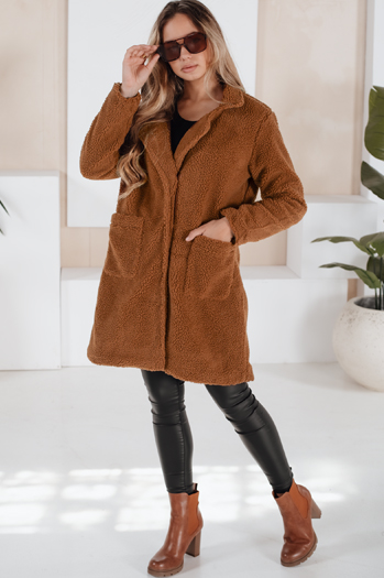 Damen Wintermantel Teddyfell braun Dstreet NY0752