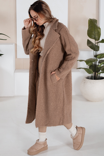 Langer Schafsfellmantel für Damen beige Dstreet NY0753