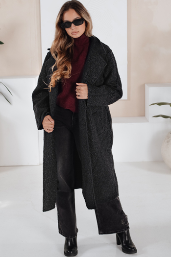 Langer Schafsfellmantel für Frauen schwarz Dstreet NY0754