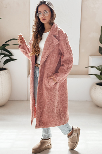 Langer Damenmantel aus Schafsfell rosa Dstreet NY0755