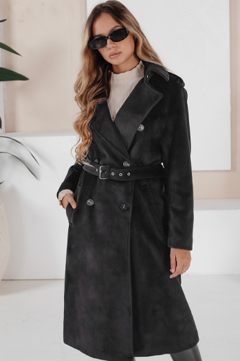 Damen Wintermantel klassischer Trench schwarz Dstreet NY0762