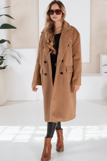Damen Wintermantel lang Übergröße camel Dstreet NY0766