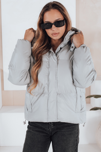 Damen Übergangslederjacke COLLAR grau Dstreet TY5190