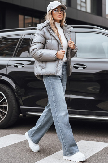 Damen Lederjacke für den Übergang dunkelgrau Dstreet TY5191