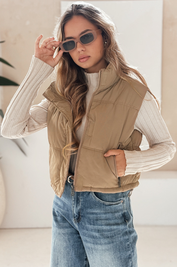 Gesteppte dunkelbeige Damenweste Dstreet TY5196