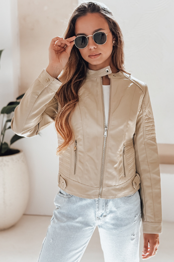 Damen Leder Ramones Jacke ROCKMISS beige Dstreet TY5215
