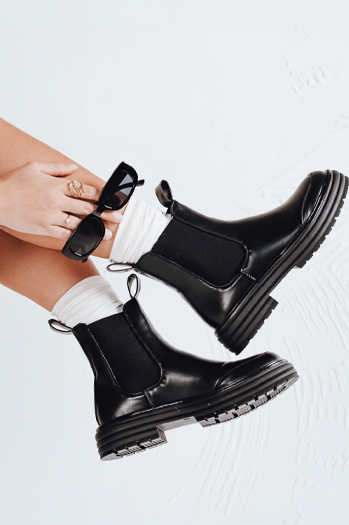 LUXIBOOTS Damen Plateaustiefel schwarz Dstreet ZY1020