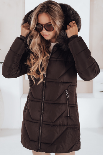 Damen Steppjacke mit Fell braun Dstreet TY5222
