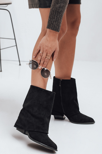 Damen Wildlederstiefel mit breitem Schaft schwarz Dstreet ZY1026