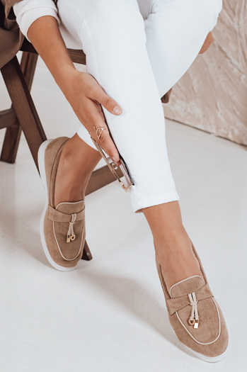 Damen Wildleder beige Mokassins Dstreet ZY1050