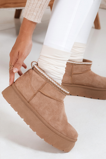 Damen Plateau-Schneestiefel beige Dstreet ZY1054