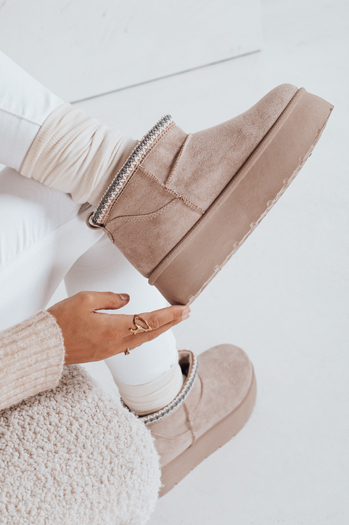 Damen Plateau-Schneestiefel hellbeige Dstreet ZY1055