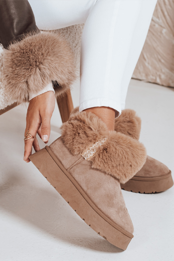 Damen Schneestiefel mit Fell beige Dstreet ZY1056