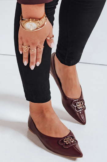 Damen kastanienbraune Ballerinas Dstreet ZY1060
