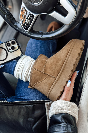 Damen Plateau-Schneestiefel beige Dstreet ZY1066