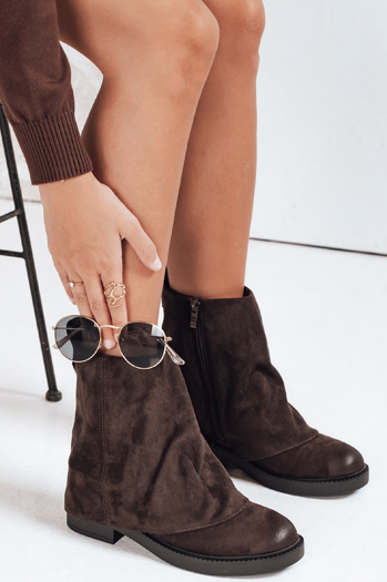 Damenstiefel aus Wildleder mit umgeschlagenem Schaft braun Dstreet ZY1092