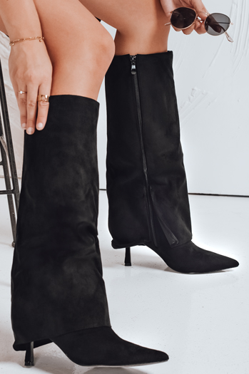 Damen Wildleder Stiefel mit breitem Schaft schwarz Dstreet ZY1096