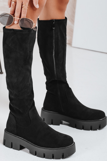 Damen Wildleder Plateaustiefel schwarz Dstreet ZY1103
