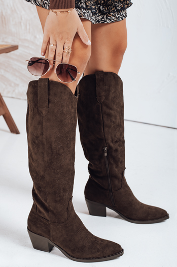 Damen Wildleder Cowboystiefel braun Dstreet ZY1106