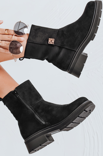 Schwarze Damenstiefel aus Wildleder Dstreet ZY1115