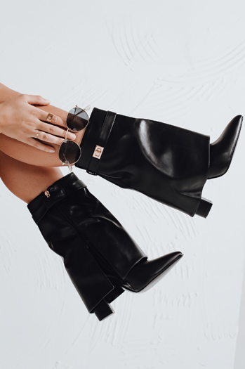 Damen Stiletto-Stiefel mit breitem Schaft schwarz Dstreet ZY1116