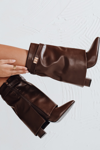 Damen Stöckelschuhe mit breitem Schaft braun Dstreet ZY1117