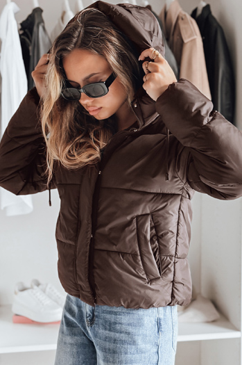 Damen SNOWLIKE gesteppte Winterjacke mit Kapuze braun Dstreet TY5227