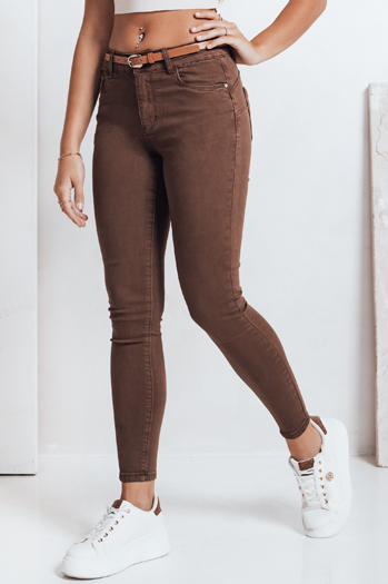 Damen Skinny Hose mit Gürtel VIVASKIN braun Dstreet UY2742