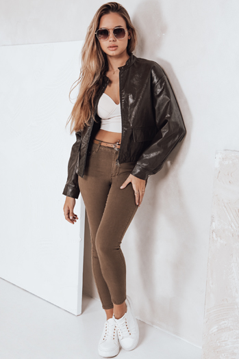Damen Skinny Hose mit Gürtel VIVASKIN braun Dstreet UY2745