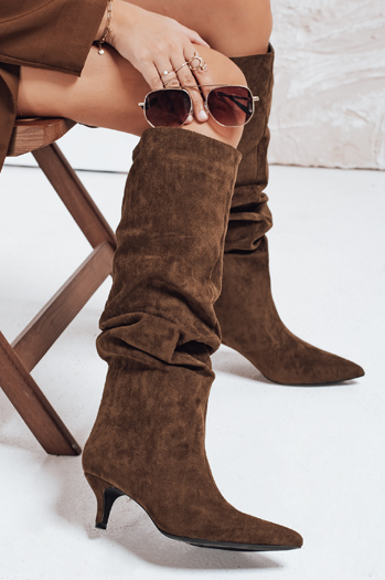 Damenstiefel mit Crinkle Schaft Wildleder camel Dstreet ZY1124