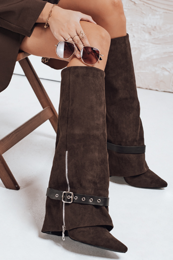 Damen Wildlederstiefel mit Stilettoabsatz braun Dstreet ZY1131