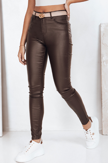 Braune Röhrenhose aus Ökoleder Dstreet UY2758