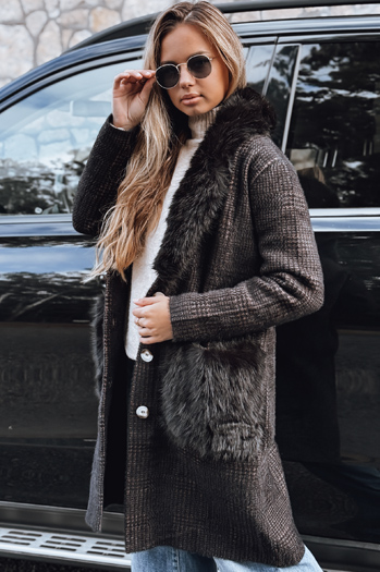 Damen Pelzmantel braun Dstreet TY5229