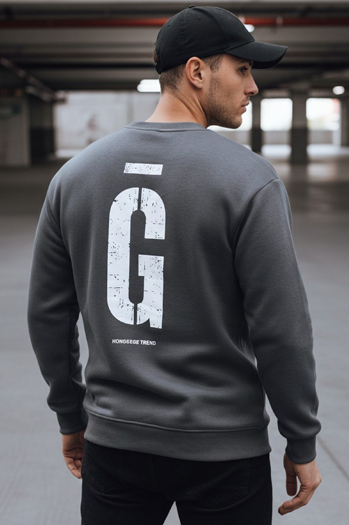 Bedrucktes graphitfarbenes Herren-Sweatshirt Dstreet BX5921