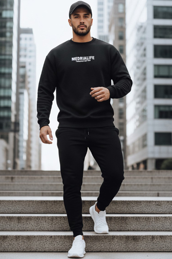 Bedrucktes Herren Sweatshirt schwarz Dstreet BX5922