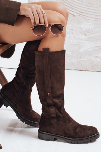 Braune Damenstiefel aus Wildleder Dstreet ZY1142