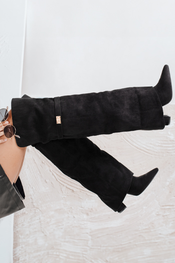 Damen Wildleder schwarz Stiefel Dstreet ZY1150
