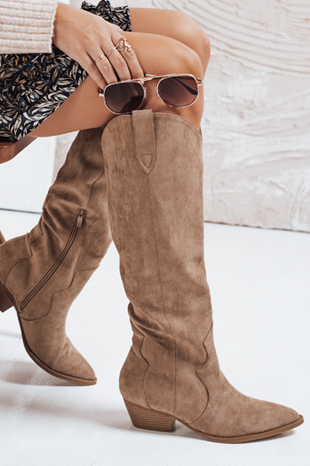 Damen Wildleder Cowboystiefel beige Dstreet ZY1154
