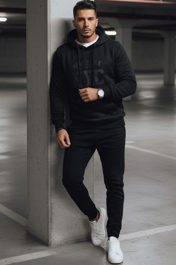 Isoliertes Herren-Kapuzensweatshirt schwarz Dstreet BX5934