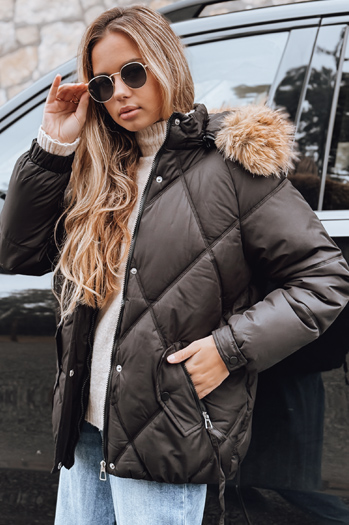 Damen Winter Steppjacke mit Kapuze schwarz Dstreet TY5232