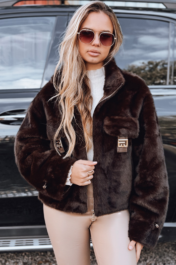 Kurzer brauner Damen-Pelzmantel Dstreet TY5241