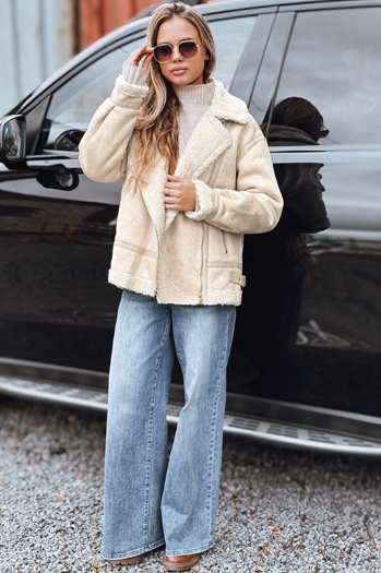 Damen Schafsfell Ramones Jacke beige Dstreet TY5245