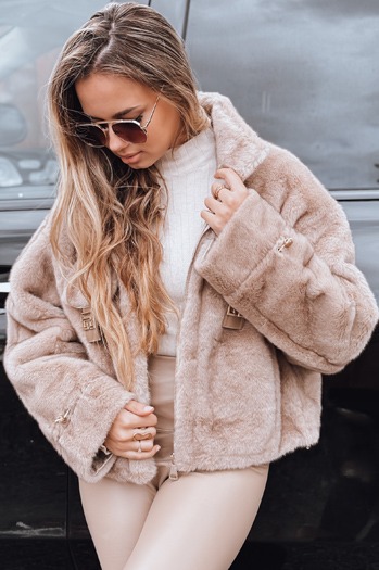 Kurzer beiger Damen-Pelzmantel Dstreet TY5248