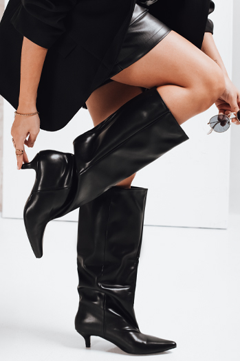 Damenstiefel mit breitem Schaft schwarz Dstreet ZY1169
