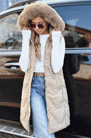 Kamizelka damska pikowana beżowa Dstreet TY5263