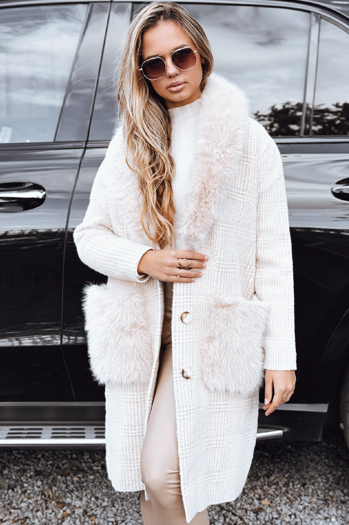 Damen Pelzmantel beige Dstreet TY5278